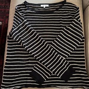 Second Female light sweater with black and beige stripes